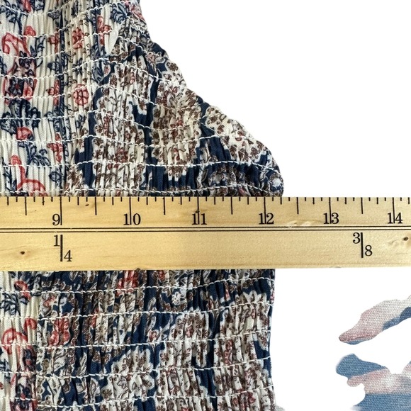 Paisley Cottagecore Prairie Romantic Shirring Maxi Dress Fairy Sz L Razorback - Picture 7 of 7